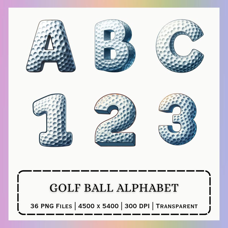 Golf Alphabet PNG | Ball Letters Numbers Set | Sports Sublimation Clipart Design image 1