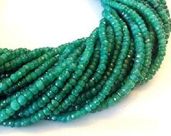 Plain Emerald Rondelle Gemstone Beads 45.50 CTW Smooth Emerald Rondelles Emerald Rondelle Beads 10 Inches Strand