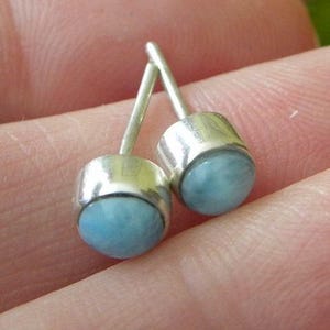 Larimar Earrings Handmade Dominican Blue Larimar Gemstone Earrings Select Size Stud Earrings Sterling Silver Earrings Blue Larimar Jewelry image 7