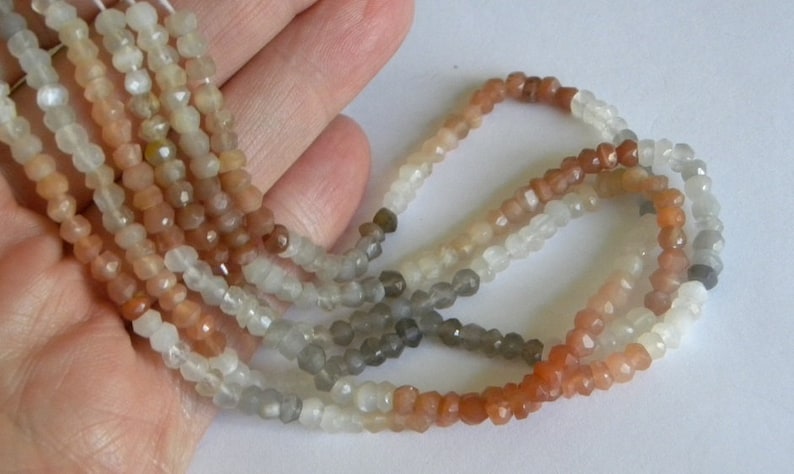 Moonstone Beads Multi Colored 13 Strand 3.5mm Beads Rondelle Moonstone Bead Faceted Gemstone Beads Moonstone Jewelry Supplies Free Shipping