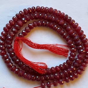 Red Ruby Beads Drilled 4mm 20 or 30 Beads Genuine Precious Gemstone Pigeon Blood Faceted Rondelle Red Ruby Jewelry Supplies USA Seller