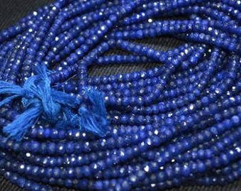 Blue Sapphire Beads 8 to 50 Beads 3mm Rondelle Natural Precious Faceted Gemstone Beads Strand Blue Sapphire Jewelry Supplies