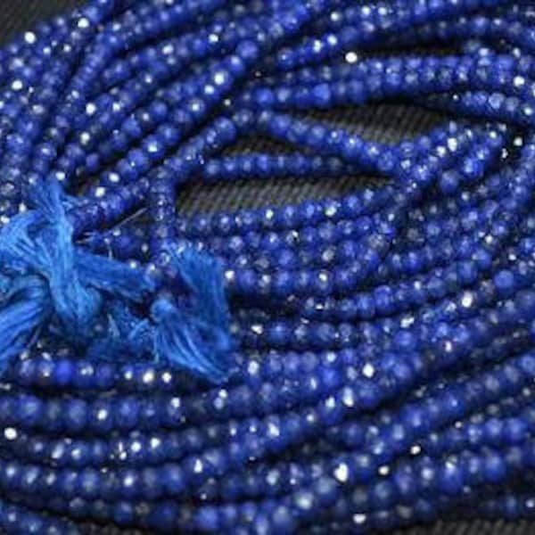 Sapphire Beads 15 to 50 Beads 3.5mm Blue Rondelle Natural Precious Faceted Gemstone Beads Strand Blue Sapphire Jewelry Craft Supplies