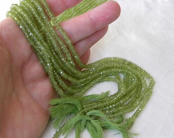 Green Peridot Beads Natural 8 Inch Strand 4mm Green Peridot Rondelle Semiprecious Faceted Gemstone Beads Peridot Jewelry Craft Supply