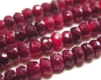 Red Ruby Beads Drilled 5.5mm to 6mm 12 Beads Faceted Rondelle Natural Precious Gemstone Pigeon Blood Color Ruby Jewelry Supply USA Seller