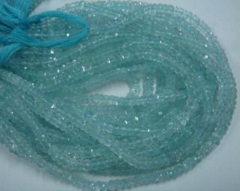 Natural Blue Aquamarine Beads AAA Top Quality 6 Inch Strand 4.5 to 5mm Micro Faceted Rondelle Semiprecious Gemstones Blue Aquamarine Beads