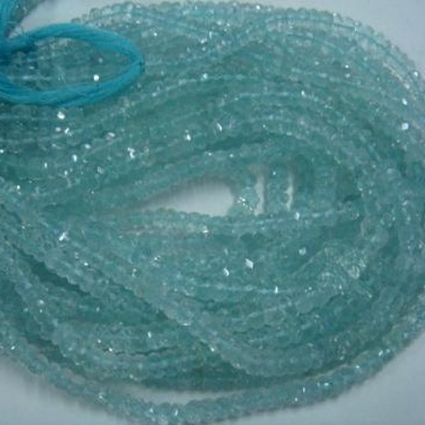 Aquamarine Beads Natural Top Quality 2 to 6 Inch Strand Large 6mm Rondelle Blue Semiprecious Gemstone Faceted Aquamarine Jewelry Supply