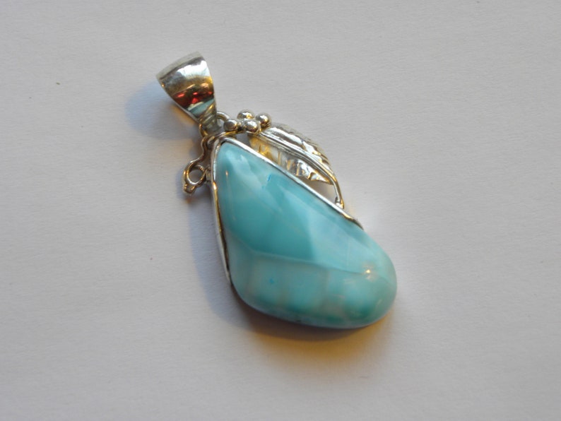 Larimar Pendant Handmade Dominican Blue Larimar 2 Sterling Silver Pendant Natural Gemstone Pendant Blue Larimar Jewelry Free Shipping Sale