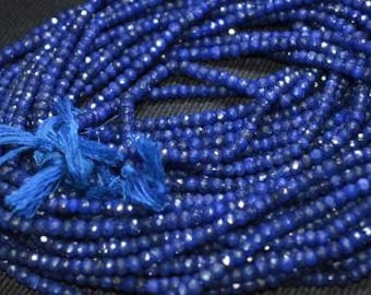 Blue Sapphire Beads Drilled 4mm 24 Beads Rondelle Natural Precious Faceted Gemstone Loose Strand Blue Sapphire Jewelry Supplies USA Seller