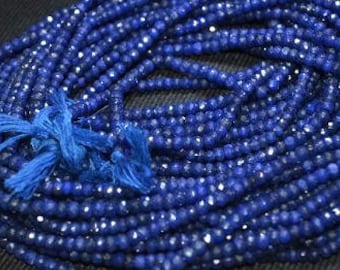 Faceted Blue Sapphire Beads: 4mm Rondelle Gemstone Strand
