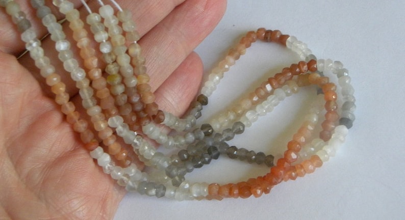 Moonstone Beads Multi Colored 13 Strand 3.5mm Beads Rondelle Moonstone Bead Faceted Gemstone Beads Moonstone Jewelry Supplies Free Shipping