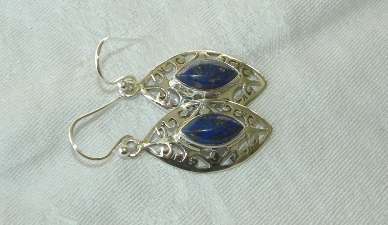 Blue Lapis Earrings Handmade Lapis Lazuli Earrings Semiprecious Gemstone 1 14 Sterling Silver Earrings Get 20/% Off Lapis Lazuli Jewelry