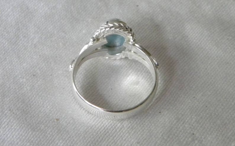 Larimar Ring Handmade Ring Natural Dominican Blue Larimar 8x10mm Blue Gemstone Solid Sterling Silver Ring Size 6 12 Blue Larimar Jewelry
