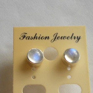 Moonstone Earrings Handmade Earrings Blue Gemstone Earrings 6mm Stud Earrings Sterling Silver Earrings Blue Moonstone Jewelry