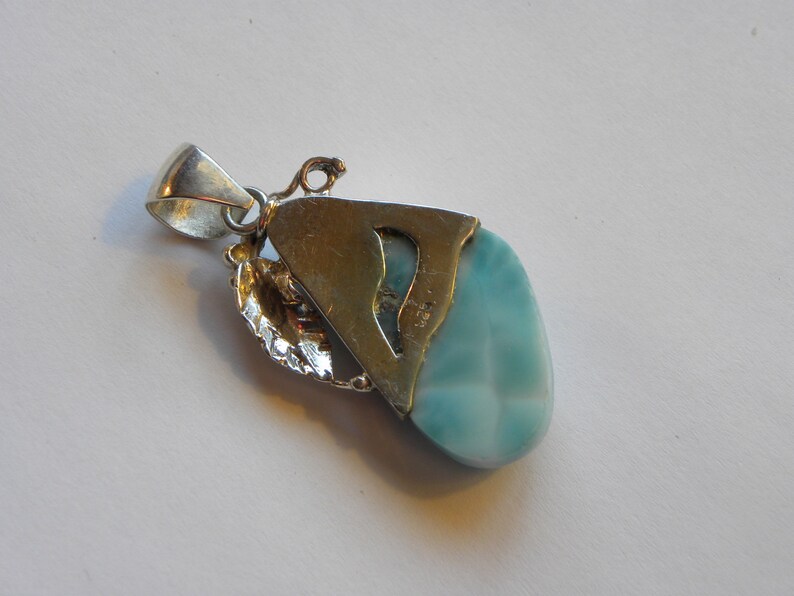 Larimar Pendant Handmade Dominican Blue Larimar 2 Sterling Silver Pendant Natural Gemstone Pendant Blue Larimar Jewelry Free Shipping Sale