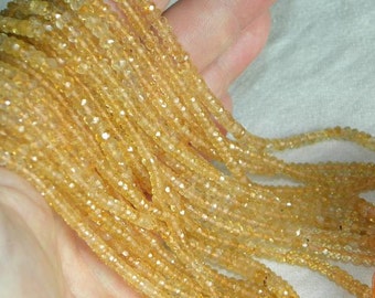 Yellow Citrine Beads 6 to 13 Inch Strand Natural Honey Drilled 3mm Semiprecious Faceted Gemstone Beads Honey Citrine Jewelry Supplies