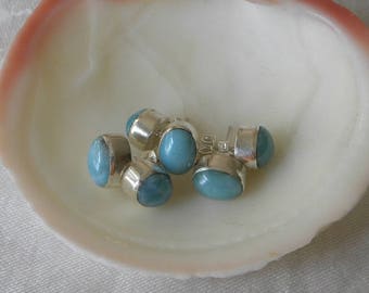Larimar Earrings Handmade Dominican Blue Larimar Gemstone Earrings 8x6mm Oval Stud Earrings Sterling Silver Earrings Blue Larimar Jewelry