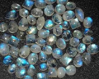 Moonstone Cabochons 50 to 200ct Natural Blue Moonstone Blue Flashing Gemstone Cabochons Healing Blue Moonstone Jewelry Supply Free Shipping