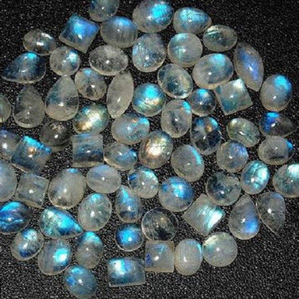 Moonstone Cabochons 50 to 200ct Natural Blue Moonstone Blue Flashing Gemstone Cabochons Healing Blue Moonstone Jewelry Supply Free Shipping