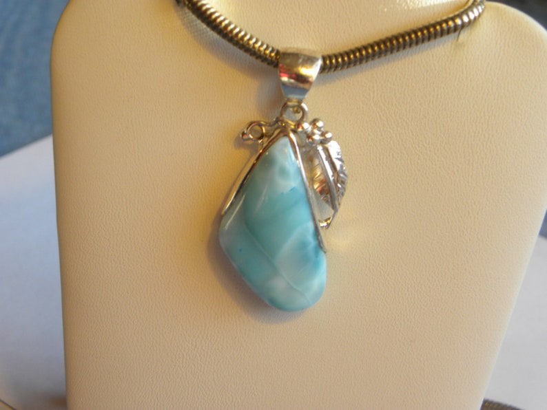 Larimar Pendant Handmade Dominican Blue Larimar 2 Sterling Silver Pendant Natural Gemstone Pendant Blue Larimar Jewelry Free Shipping Sale