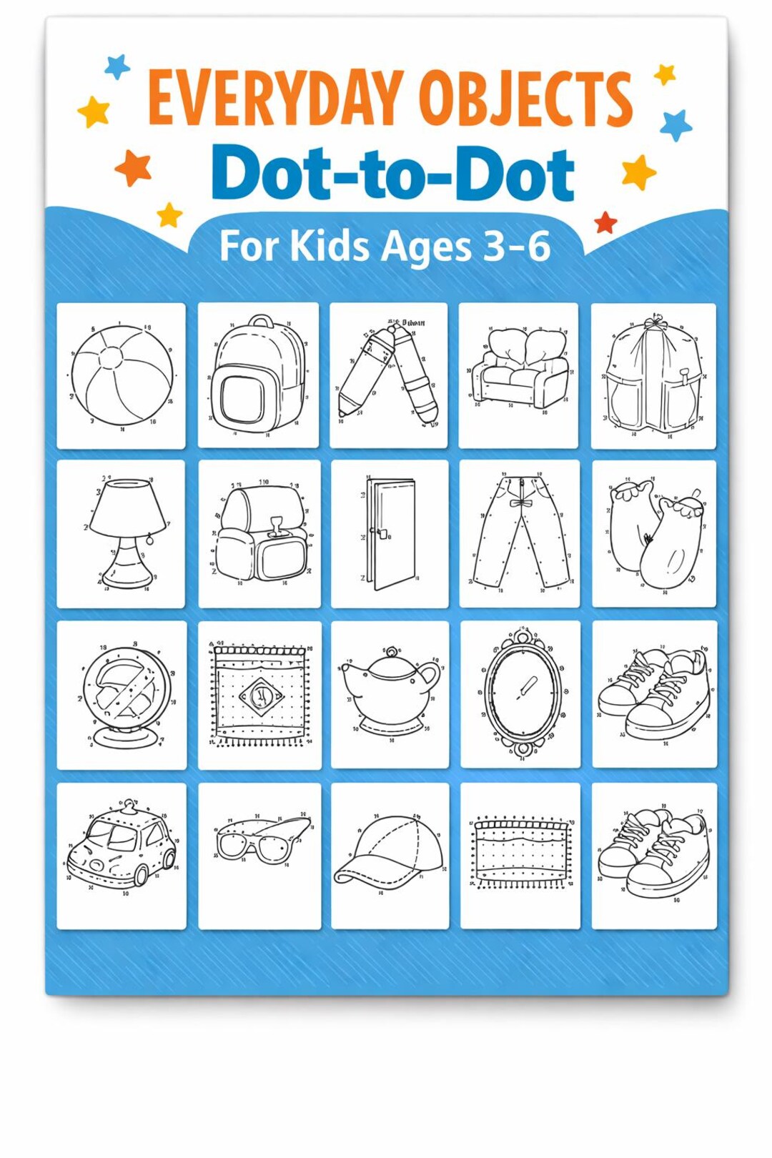 Everyday Objects Dot-to-dot Coloring Book for Kids Ages 3–6 | Printable ...