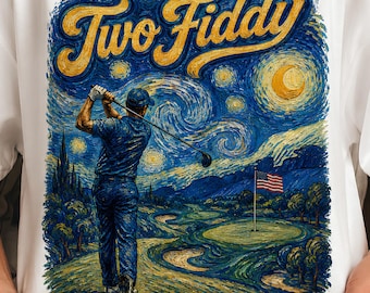 Två Fiddy Van Gogh Golf PNG, rolig 250-årsjubileum USA PNG, patriotisk golfare för fjärde juli-dagen PNG, Amerika 1776 2026 Ladda ner