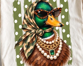 Glam Mallard Duck Camo Png, Preppy Hunting Season Design, Fashion Duck Lover, Country Outdoors Girl, Mallard Duck Hunting Png