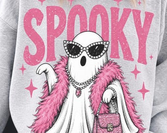 Glam Ghost png, Preppy Ghost png, Bling Halloween Design png, Boujee Leopard Print Ghost Graphic png, Spooky Season Download