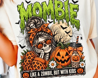 Mombie Like A Zombie But With Kids Png, Funny Halloween Mom Design, Tired Mom Halloween, Zombie Mom Coffee, Spooky Mother Humor