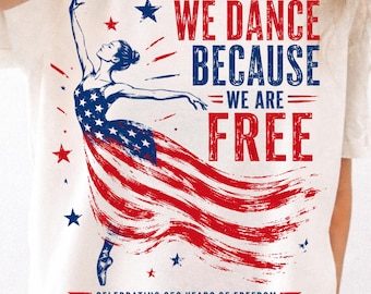 Vi dansar för att vi är fria png, patriotisk ballerina med amerikansk flagga png, 250 år av frihetsdans png, nedladdning av grafik för Amerika 1776 2026