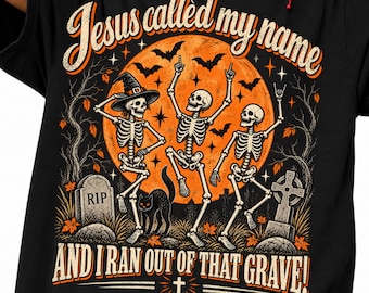 Jesus Called My Name Png, Christian Halloween Skeleton Design, Spooky Jesus Graveyard, Faith Halloween, Christian Skeletons, Religious Png