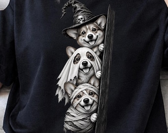 Corgi Witch Ghost Mummy PNG, Funny Halloween Dog Costume Design, Spooky Corgi Lover, Cute Dog Halloween Sublimation