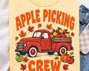 Apple Picking Crew Png, Apple Picking Squad Design, Cute Fall Harvest Season, Autumn Orchard Apple Png, Farmhouse Fall Sublimation