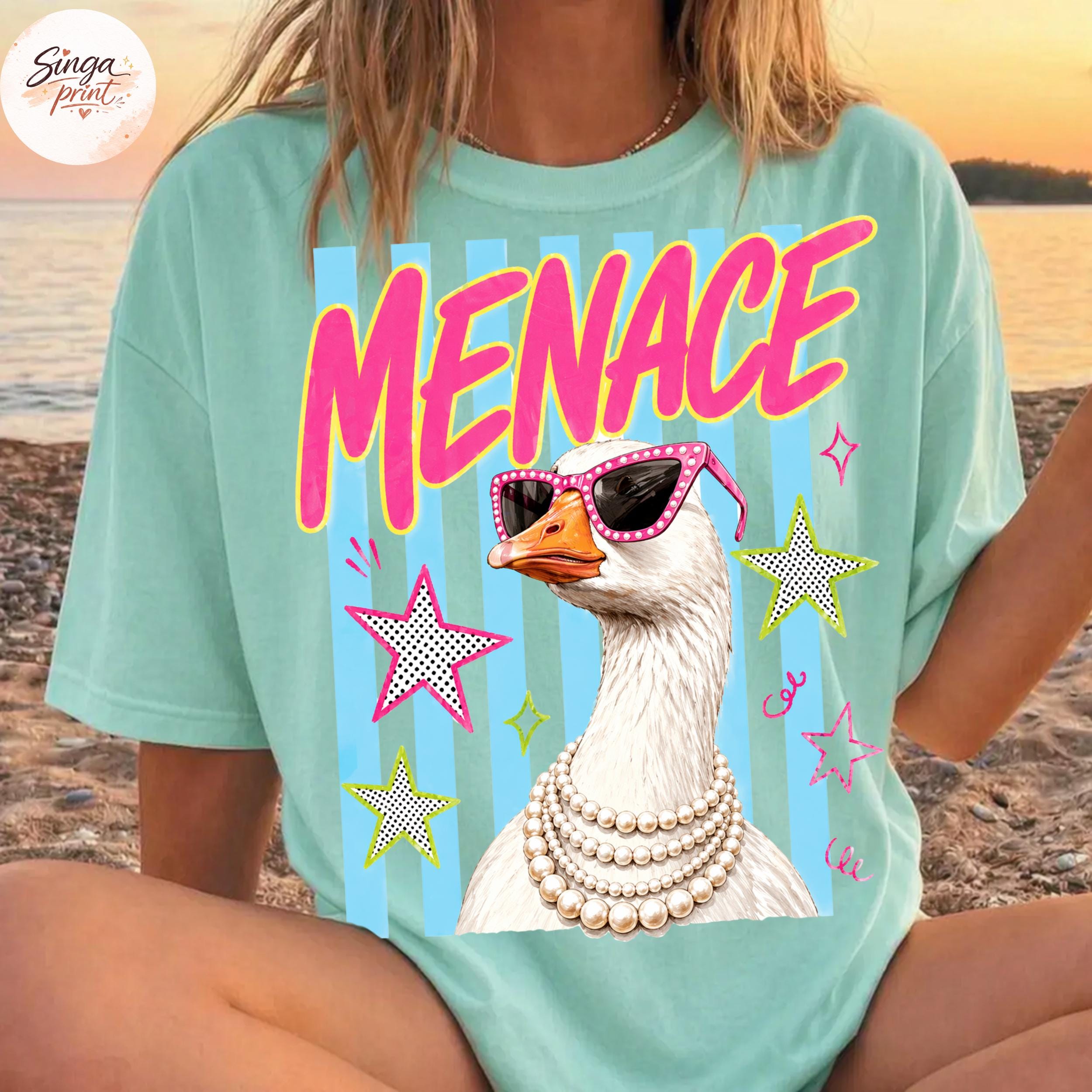 Striped Menace Goose Png, Sassy Goose Pink Sunglasses Png, Funny Chic ...
