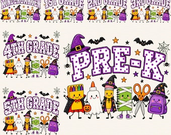 Halloween School Bundle Png, Kindergarten 1st 2nd 3rd 4th 5th Grade Png, Cute Classroom Supplies, Teacher Back To School Design