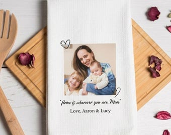 Personalized Photo Kitchen Towel, Custom Mom Gift, Mother’s Day Gift, Family Photo Tea Towel, Housewarming Gift, Birthday Gift for Mom