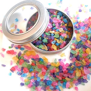 RAINBOW MULTI COLORED Rock Sugar Candy Large Sprinkles Pocket Tin, Candy Sprinkles, Edible Gems, Sugar Jewels, Party Favors, Delicious Candy