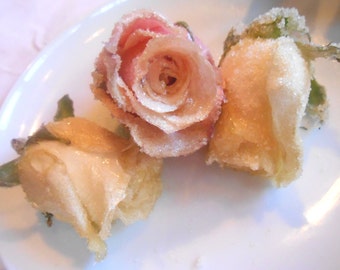 Edible Roses Cake Toppers - Fresh Large, Edible Candied Crystallized - Real Roses, Flowers,