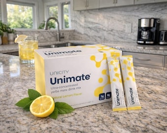 Unicity Unimate Lemon Flavor | Ultra-Concentrated Yerba Mate | 30 Stick Packs | Healthy Energy Drink