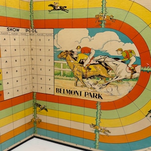Vintage Belmont Park Horse Racing Board Game | 1930&#39;s Tabletop Game
