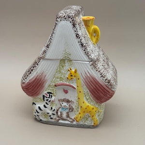 Cottage Cookie Jar | Hand-Painted Ceramic Animal House | Vintage