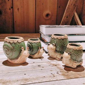 Keramik Snail Sukkulenten Übertopf: Tier Pflanztopf für Fairy Garden Decor