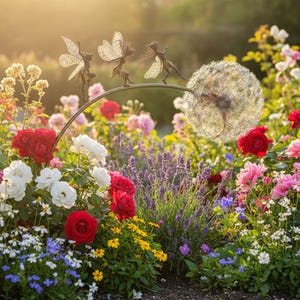 Dancing Fairy Statue Steel Wire Dandelion Elf Miniature Sculpture Mythical Garden Figurine Yard Decor