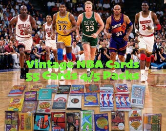 Zabytkowe, nieotwierane, wczesne pakiety NBA z lat 90., zapieczętowane karty Hall of Famer Chase 55