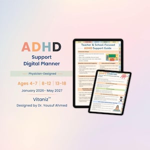 ADHD Digital Planner for Kids, Dated Planners, Goal Setting, Checklist, and Organizer (Ages 4-18) (Digital Download)