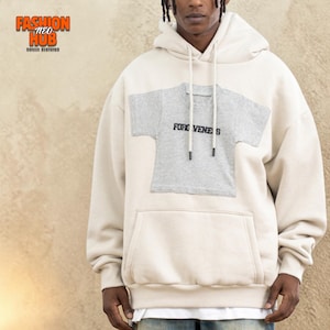 Sudadera con capucha extragrande / Chaqueta tipo jersey holgada con detalles de costuras / Ropa de uso diario / Estilo streetwear Y2K