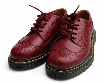 Burgundy Leather Brogue Shoes for Men – Handmade Oxford Derby Shoes, Vintage Style Formal & Casual Leather Footwear