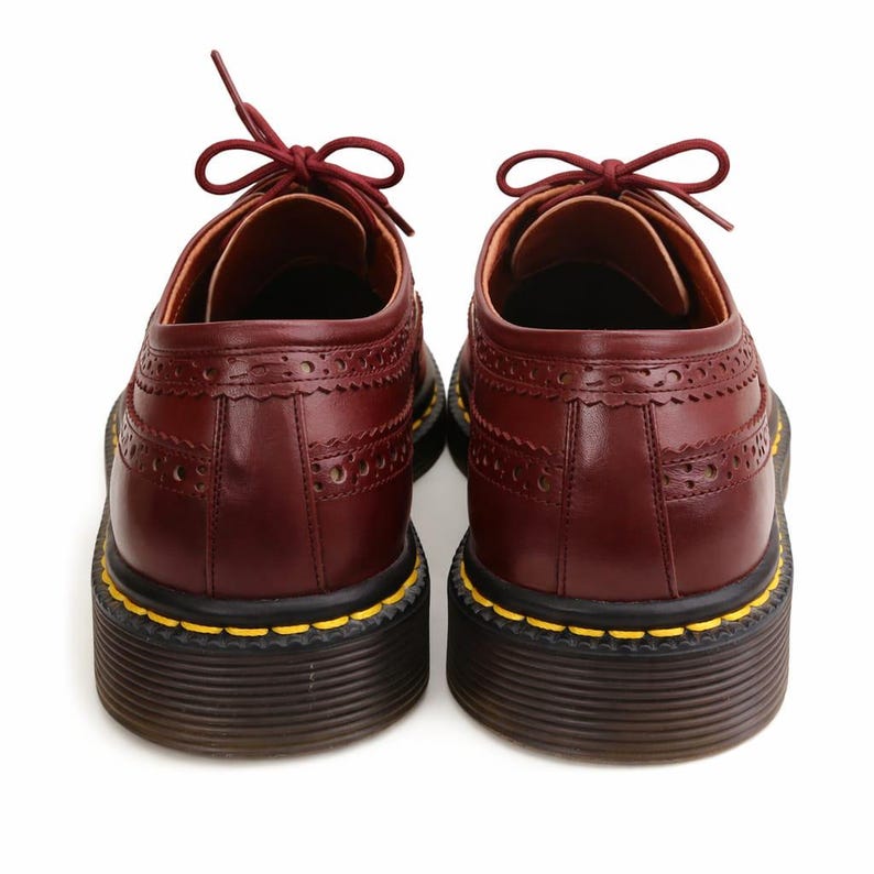 Burgundy Leather Brogue Shoes for Men – Handmade Oxford Derby Shoes, Vintage Style Formal & Casual Leather Footwear image 5
