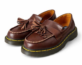 Brown Leather Tassel Loafers For Men – Handmade Vintage Moc Toe Shoes, Classic Slip-On Leather Shoes