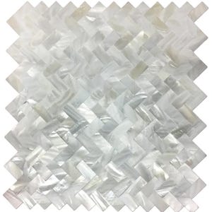 Vit fiskbensmönstrad sömlös pärlemormosaikplatta